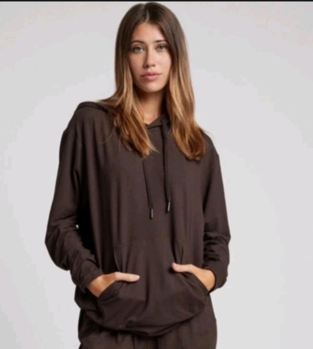 COMFRT All Day Jersey Hoodie Espresso Brown Medium Stretch Lightweight